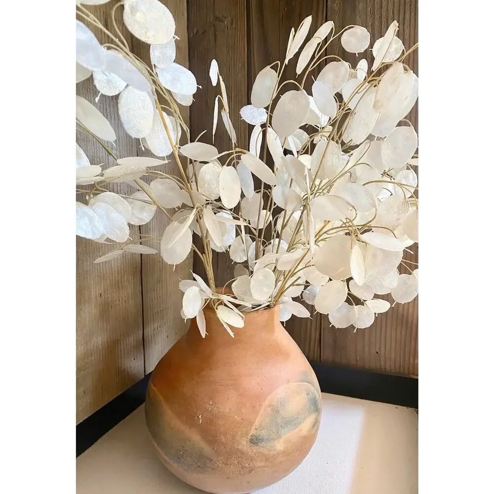 6x Faux Silver Dollar Eucalyptus Spray Stem 30" - Faux Lunaria Money Branch - Picture 2 of 6